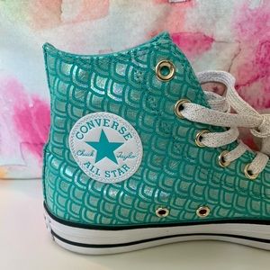 Turquoise Mermaid Converse Chuck Taylor high tops